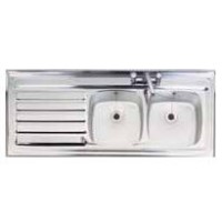 Astracast NO1560DL Emerald Double Bowl Left Hand Drainer Satin Polished Stainless Steel Sink