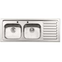 Astracast NO1560DR Emerald Double Bowl Right Hand Drainer Satin Polished Stainless Steel Sink