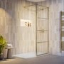 900mm Brushed Brass Grid Shower Screen for Wet Room & Walk In Shower - Nova