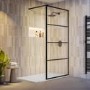 1000mm Black Grid Shower Screen for Wet Room & Walk In Shower - Nova