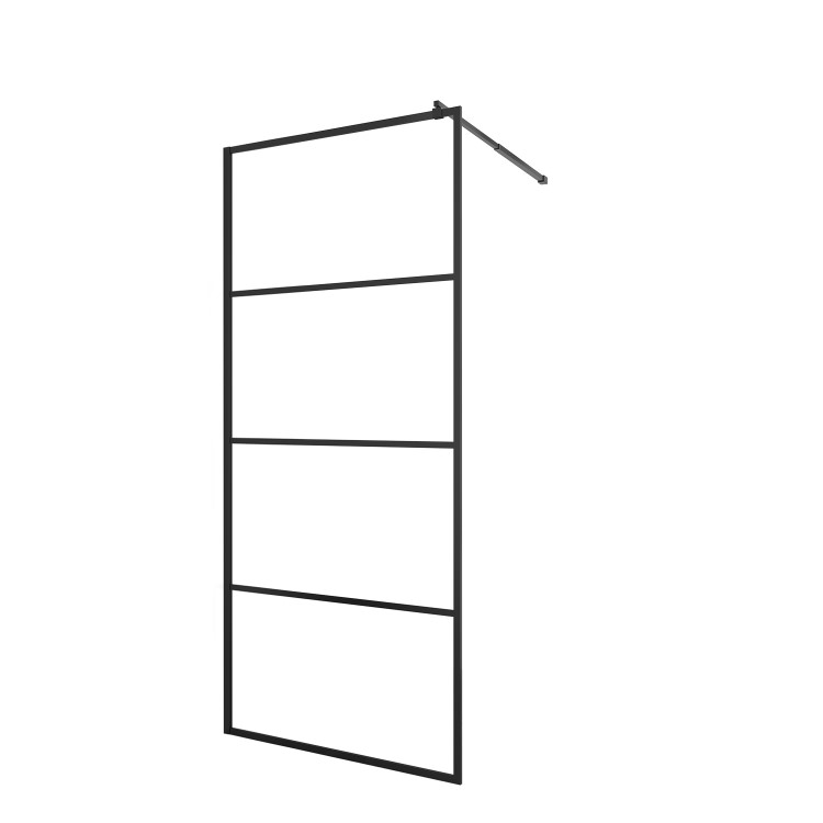 1000mm Black Grid Shower Screen for Wet Room & Walk In Shower - Nova