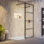 800mm Black Grid Frame Shower Screen for Wet Room & Walk In Shower - Nova