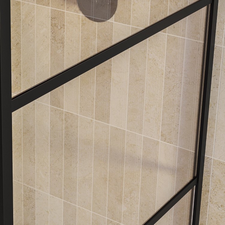 900mm Black Grid Shower Screen for Wet Room & Walk In Shower - Nova