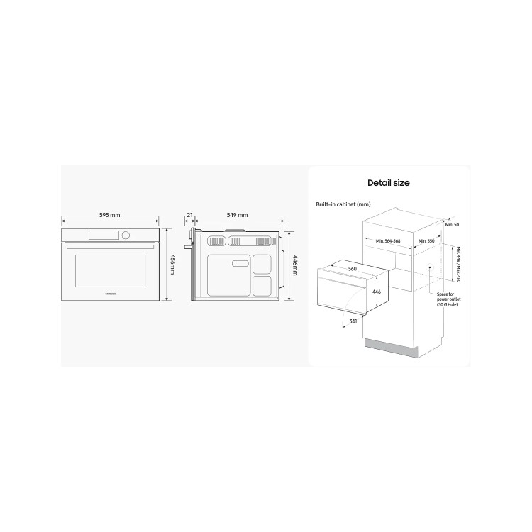 Refurbished Samsung Series 4 NQ5B4513GBS Built In 50L 900W Microwave Stainless Steel