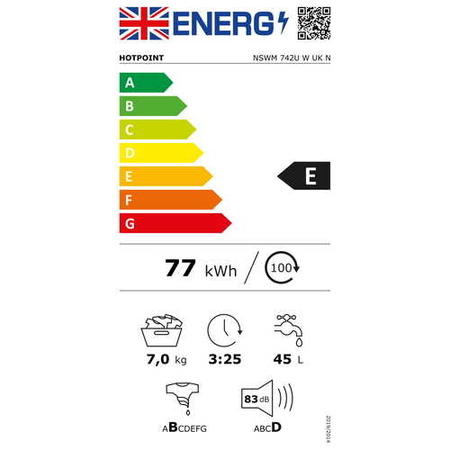 Refurbished Hotpoint NSWM742UWUKN Freestanding 7KG 1400 Spin Washing Machine White