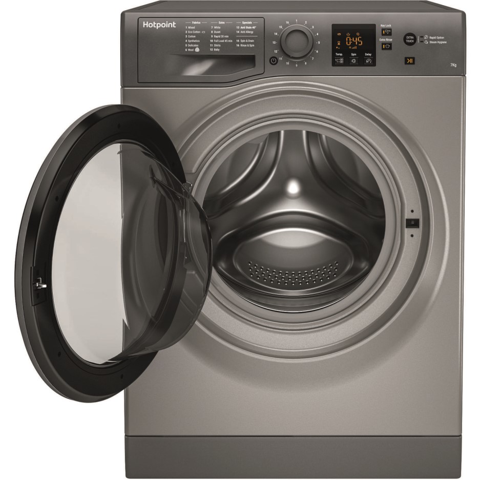 Hotpoint NSWM743UGG 7kg 1400rpm Freestanding Washing Machine Graphite