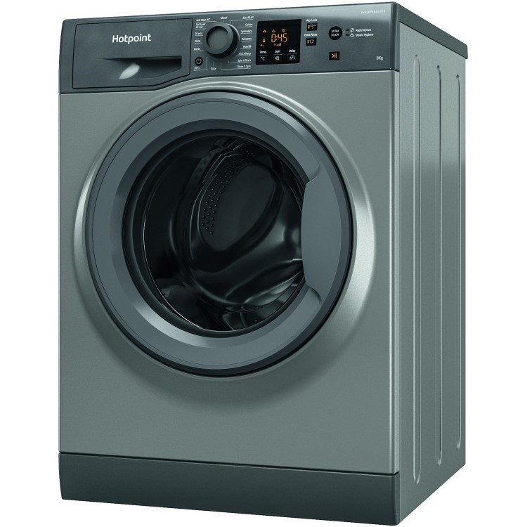 GRADE A2 - Hotpoint NSWM843CGGUKN 8kg 1400rpm Freestanding Washing Machine - Graphite