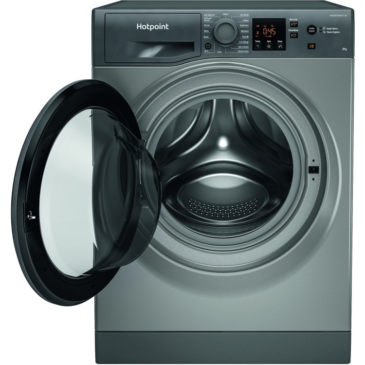 GRADE A2 - Hotpoint NSWM843CGGUKN 8kg 1400rpm Freestanding Washing Machine - Graphite
