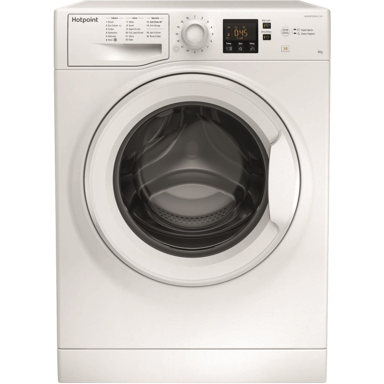 Refurbished Hotpoint NSWM843CW Freestanding 8KG 1400 Spin Washing Machine White