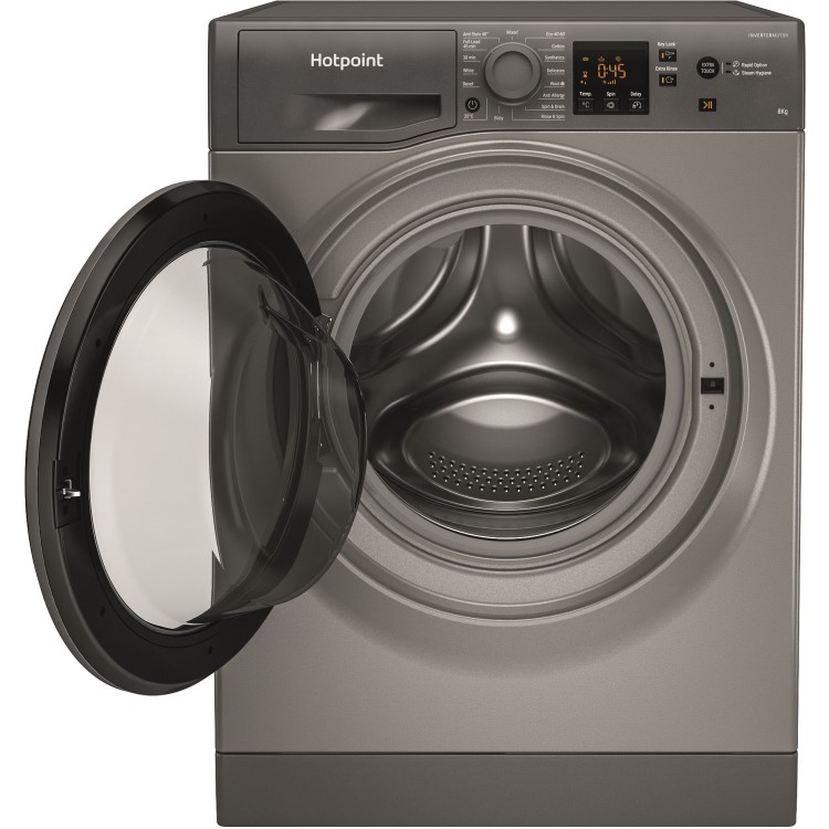 Refurbished Hotpoint NSWM843CGGUKN Freestanding 8KG 1400 Spin Washing Machine Graphite