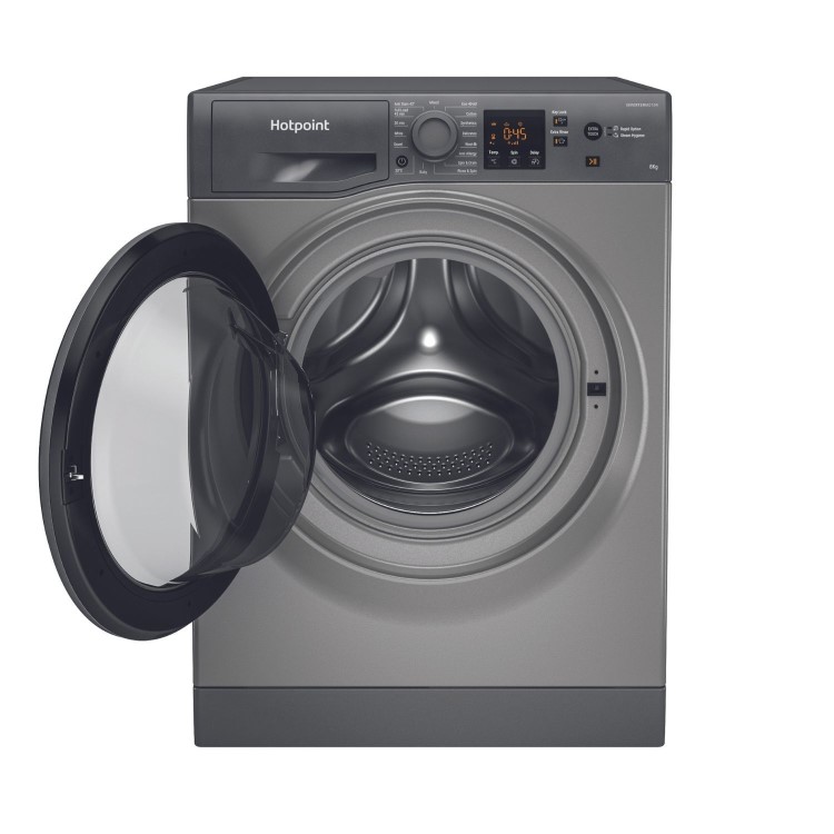 Refurbished Hotpoint AntiStain NSWM846GGUK Freestanding 8KG 1400 Spin Washing Machine Graphite