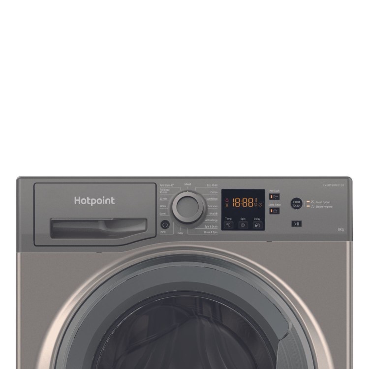 Refurbished Hotpoint AntiStain NSWM846GGUK Freestanding 8KG 1400 Spin Washing Machine Graphite