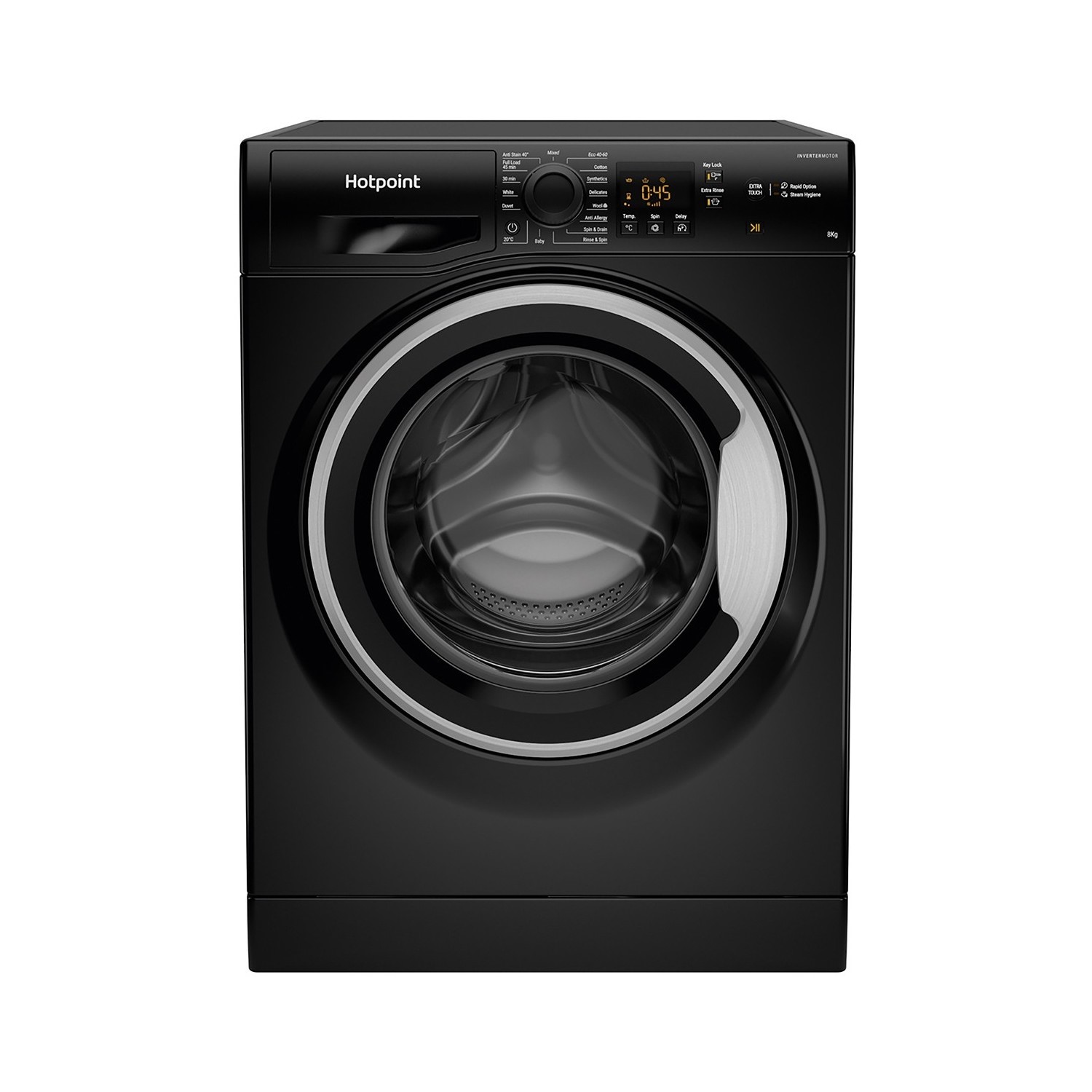 Hotpoint 8kg 1600rpm Freestanding Washing Machine With SteamHygiene - Black