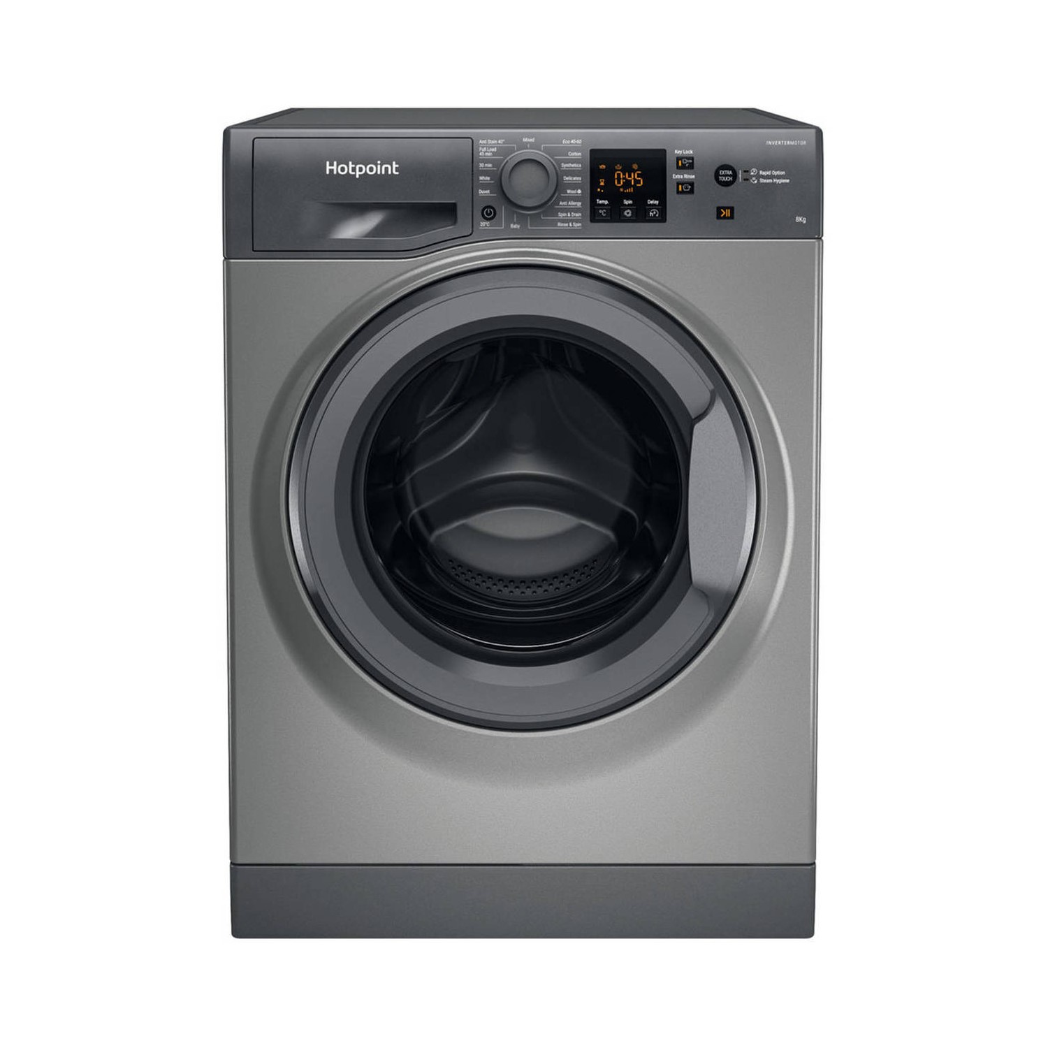 Refurbished Hotpoint NSWM863CGGUKN Freestanding 8KG 1600 Spin Washing Machine Graphite