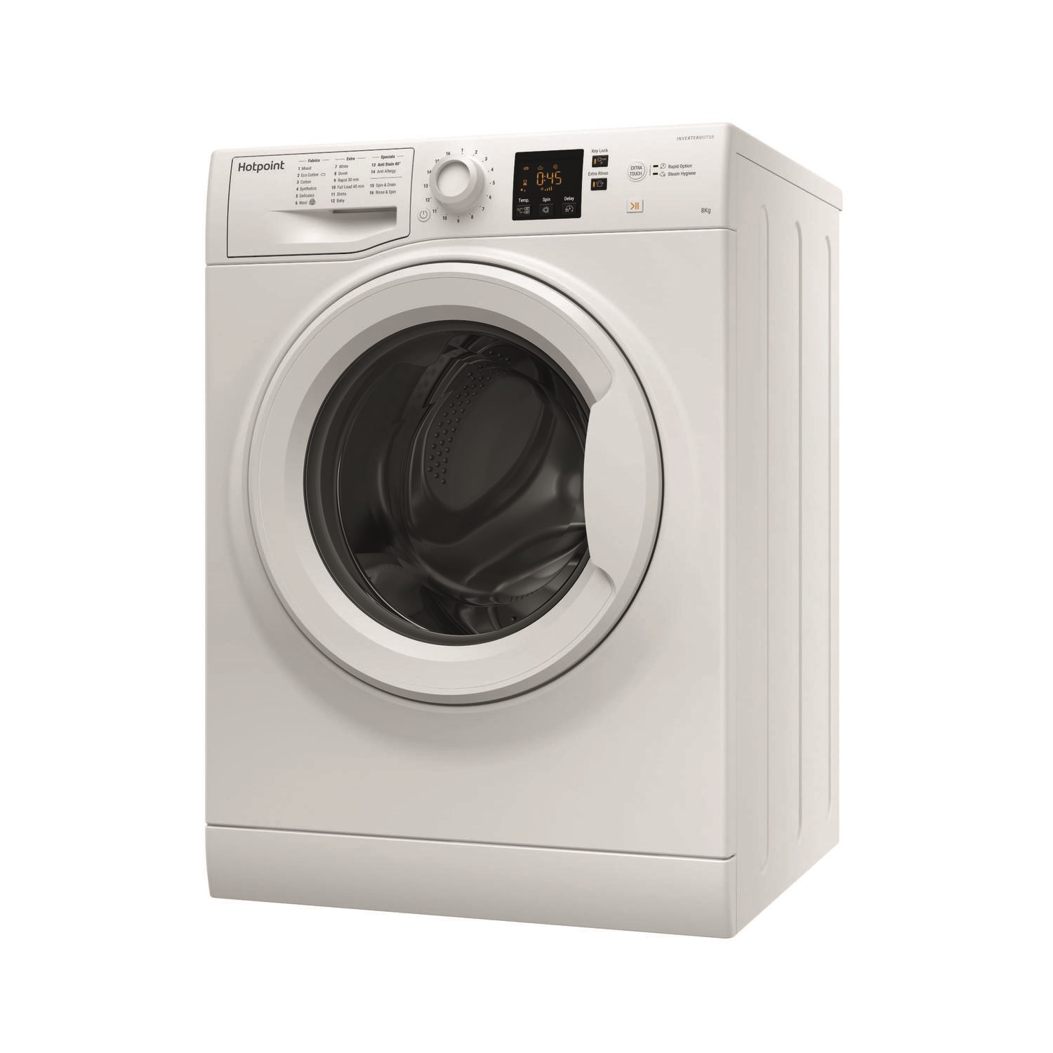 Refurbished Hotpoint NSWM863CWUKN Freestanding 8KG 1600 Spin Washing Machine With SteamHygiene White