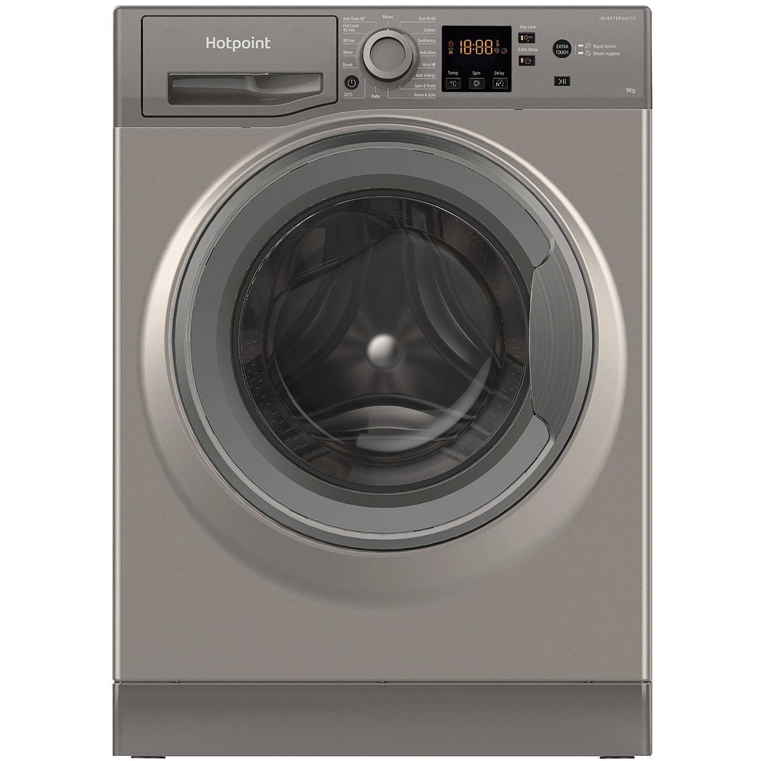 Refurbished Hotpoint NSWM944CGGUKN Freestanding 9KG 1400 Spin Washing Machine Graphite