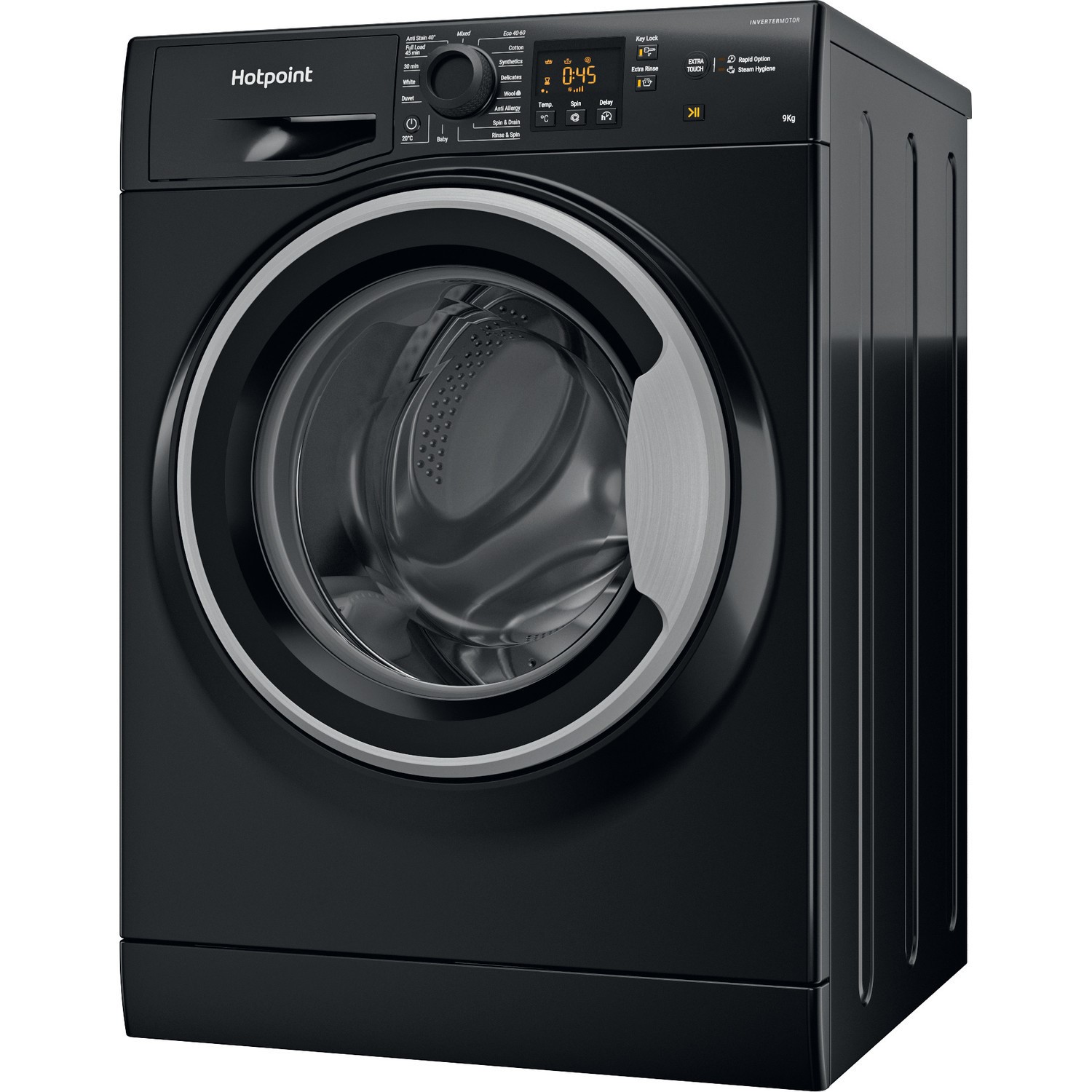 Hotpoint Anti-Stain 9kg 1400rpm Washing Machine – Black NSWM945CBSUKN ...