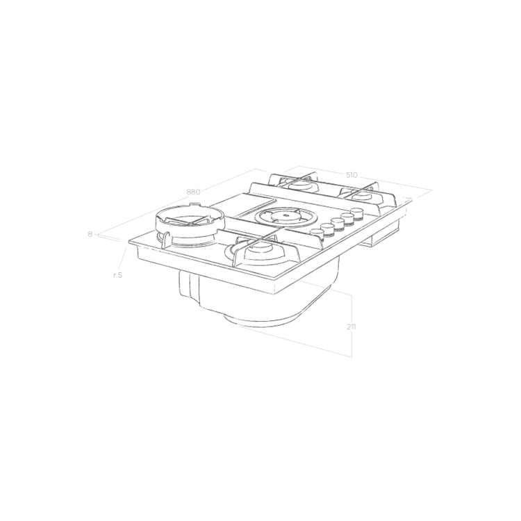 Elica NikolaTesla Flame 88cm Gas Venting Hob - Recirculation Only - Grey