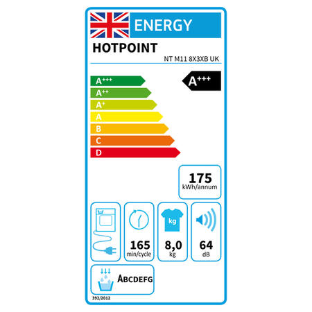 Refurbished Hotpoint NTM118X3XBUK Freestanding 8KG Heat Pump Tumble Dryer White