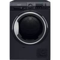 Refurbished Hotpoint Crease Care NTM1192BSKUK Freestanding Heat Pump 9KG Tumble Dryer Black