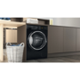 Refurbished Hotpoint Crease Care NTM1192BSKUK Freestanding Heat Pump 9KG Tumble Dryer Black