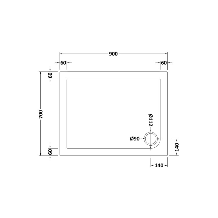 GRADE A2 - 900x700mm Low Profile Rectangular Shower Tray - Purity 