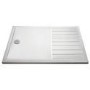 1400x900mm Stone Resin Low Profile Rectangular Walk In Shower Tray with Drying Area - Purity 