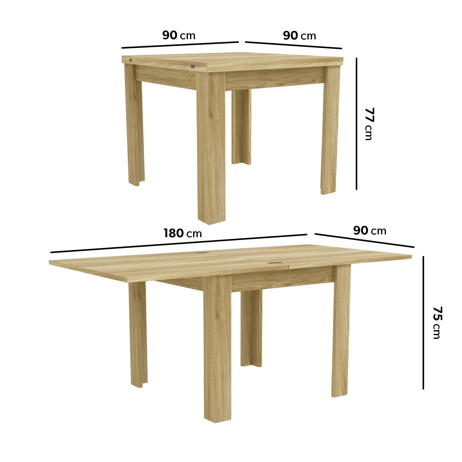 Flip Top Dining Table 4 Seater Oak Wood Finish New 5056096002171 | eBay