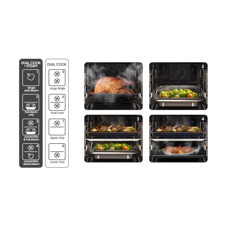 Samsung Infinite Dual Cook Steam Electric Single Oven - Black