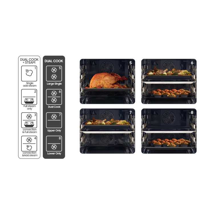 Refurbished Samsung NV75T9879CD Infinite Dual Cook Steam 60cm Single Built In Electric Oven Graphite Grey