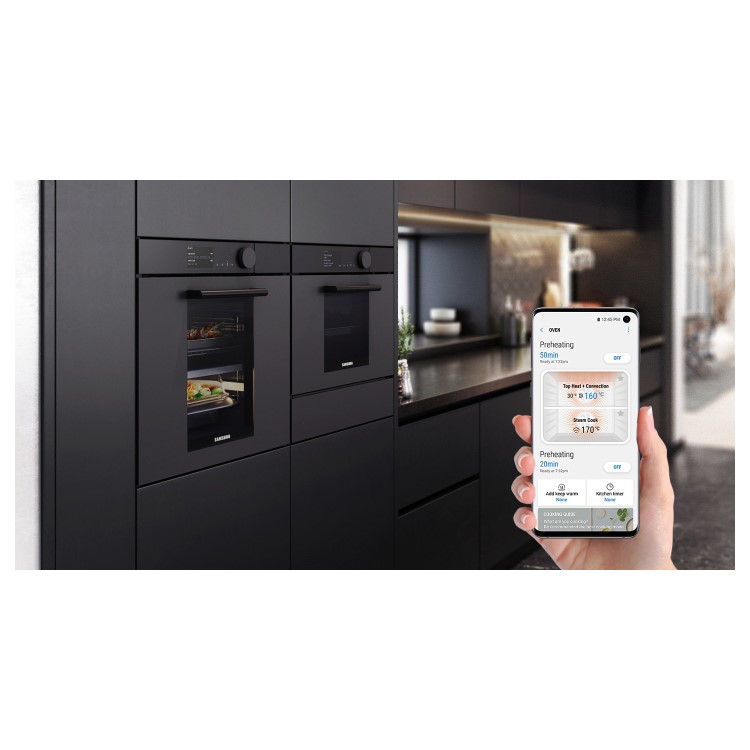 Refurbished Samsung NV75T9879CD Infinite Dual Cook Steam 60cm Single Built In Electric Oven Graphite Grey