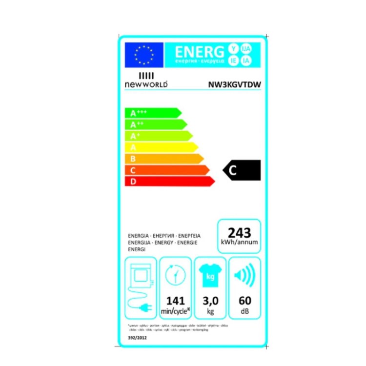 New World 3kg Vented Tumble Dryer - White