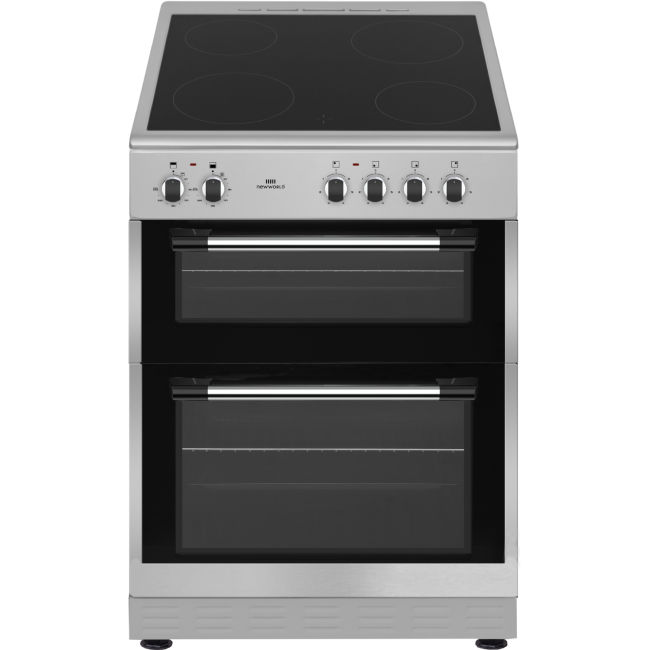 New World NWTOP62CS 60cm Silver Electric Twin Cavity Ceramic Cooker