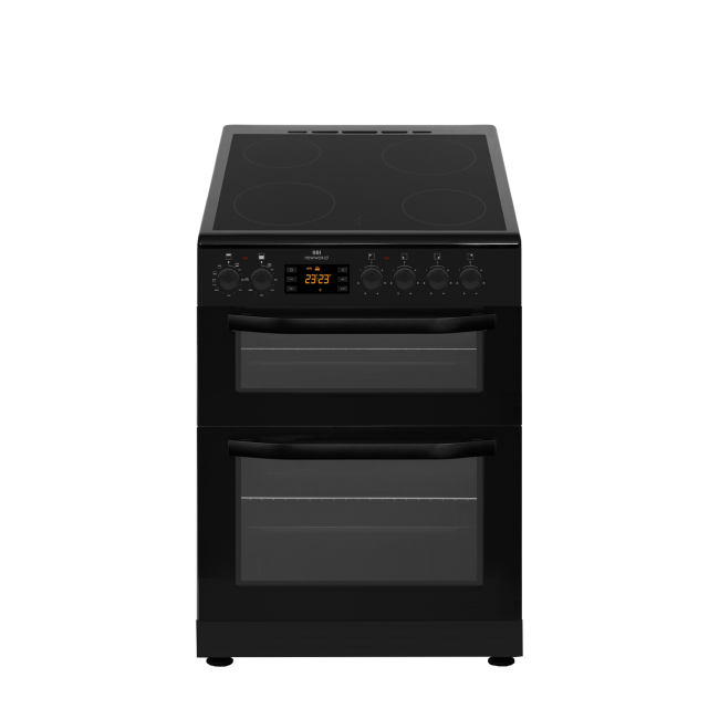 New World NWTOP62DCB 60cm Black Electric Double Oven Ceramic Cooker