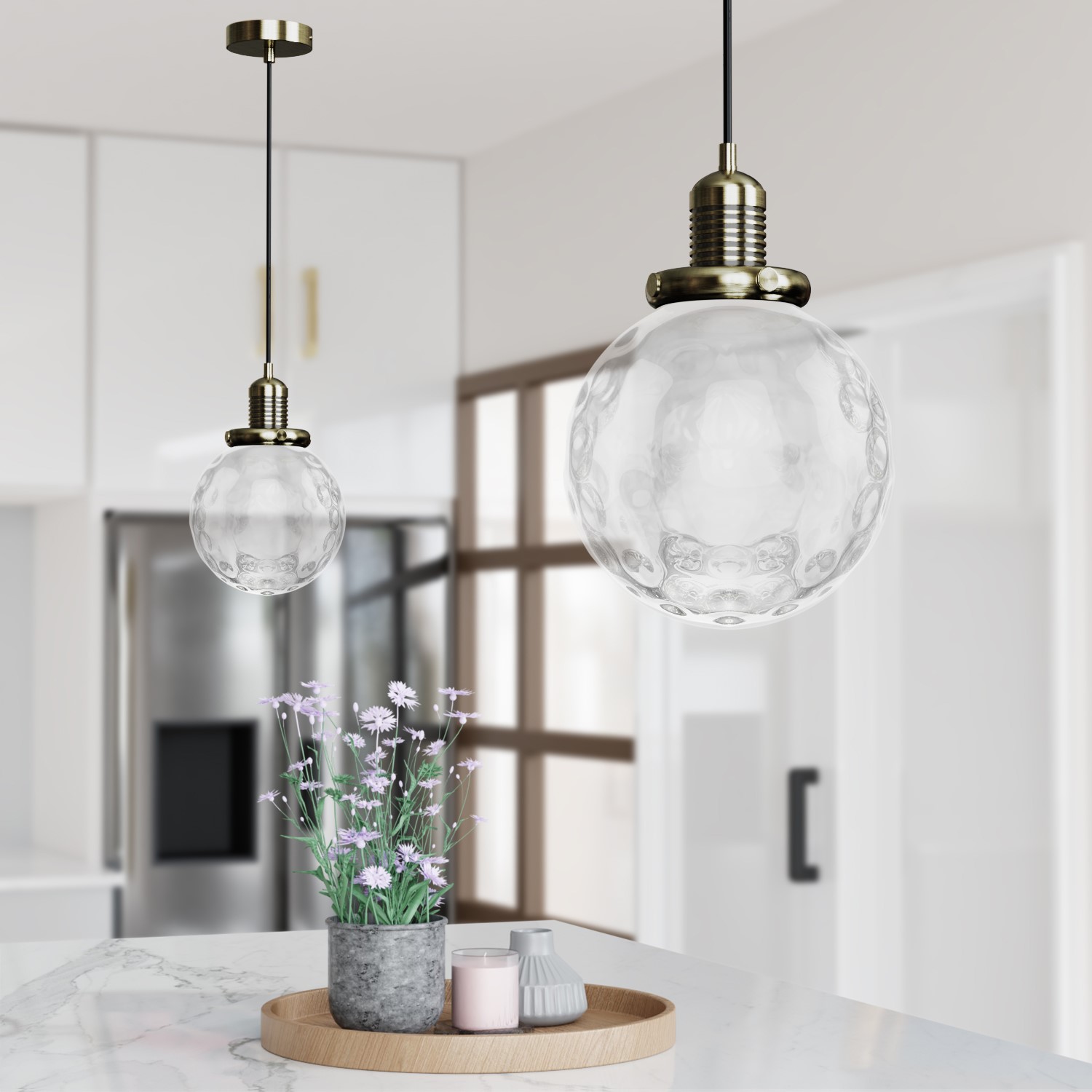 Clear Glass Pendant Ceiling Light with Dimpled Effect - Salerno Clear Glass Pendant Ceiling Light with Dimpled Effect - Salerno