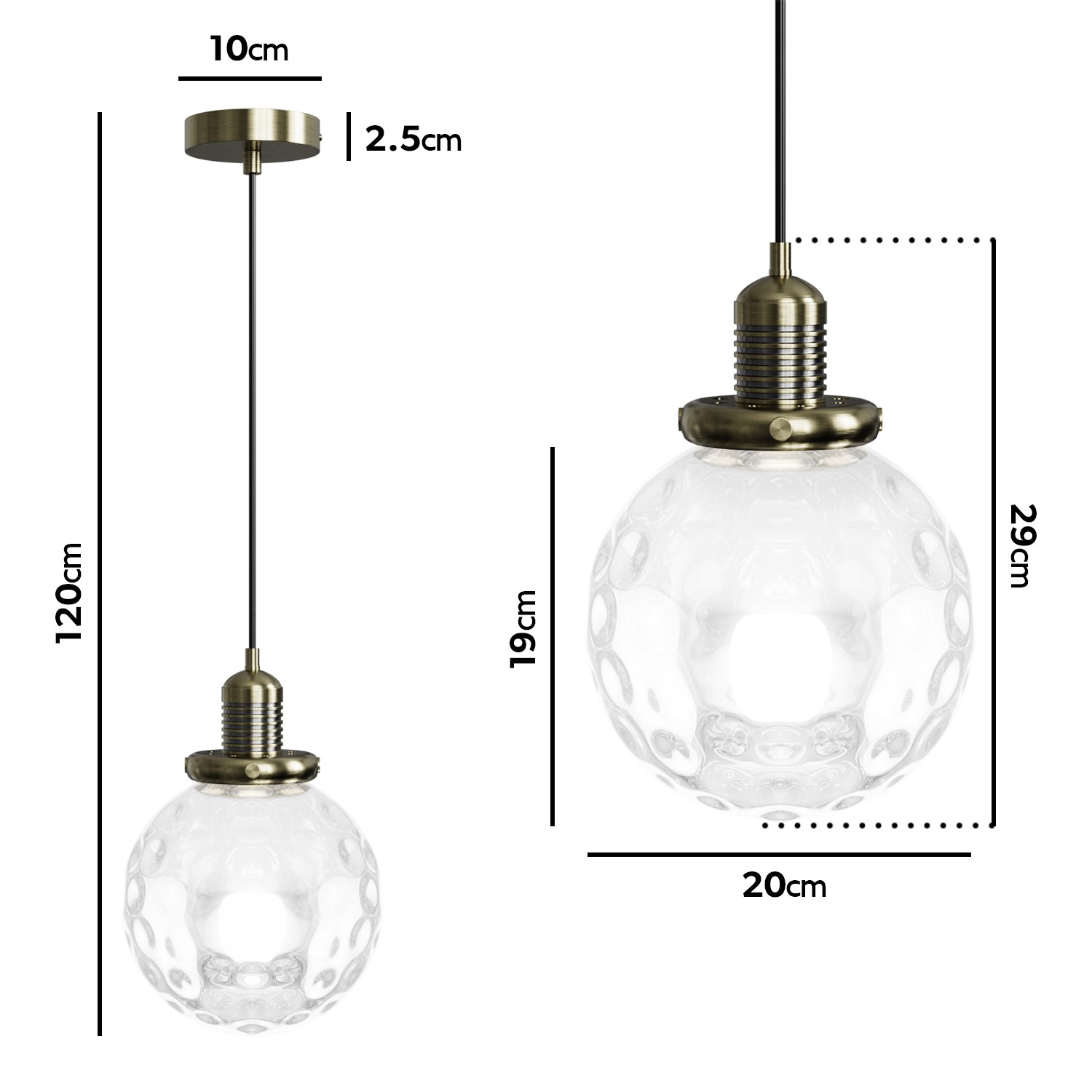 Clear Glass Pendant Ceiling Light with Dimpled Effect - Salerno Clear Glass Pendant Ceiling Light with Dimpled Effect - Salerno