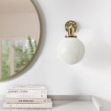 NYM009 Opal Smooth Glass Globe Wall Light with Brass Finish - Salerno