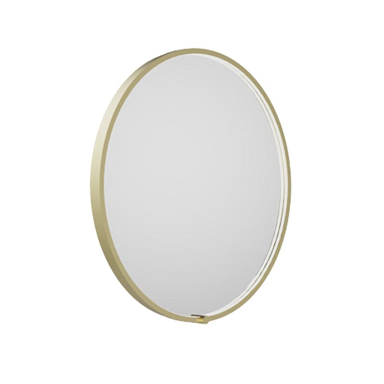 Round Brass Heated Bathroom Mirror with Lights 600mm - Nyx
