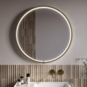 NYXBB800 Round Brass Heated Bathroom Mirror with Lights 800mm - Nyx