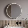 Round Black Heated Bathroom Mirror with Lights 600mm - Nyx