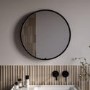 Round Black Heated Bathroom Mirror with Lights 600mm - Nyx