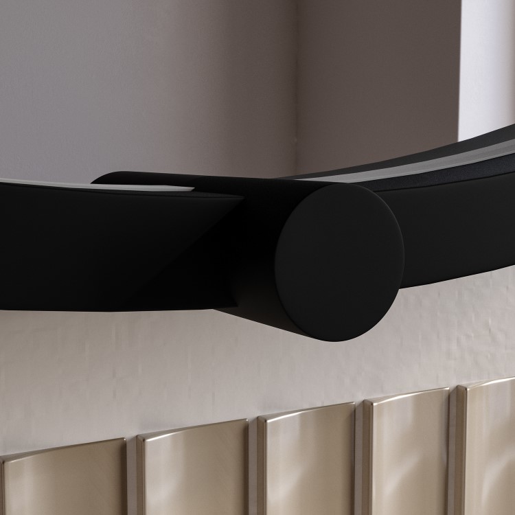 Round Black Heated Bathroom Mirror with Lights 600mm - Nyx