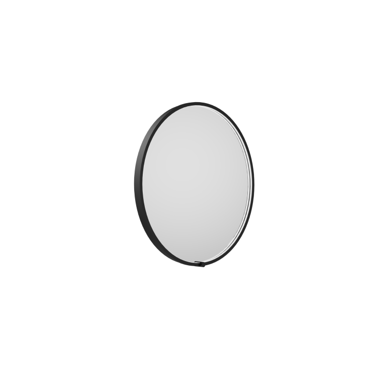 Round Black Heated Bathroom Mirror with Lights 600mm - Nyx