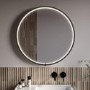 Round Black Heated Bathroom Mirror with Lights 800mm - Nyx