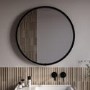 Round Black Heated Bathroom Mirror with Lights 800mm - Nyx