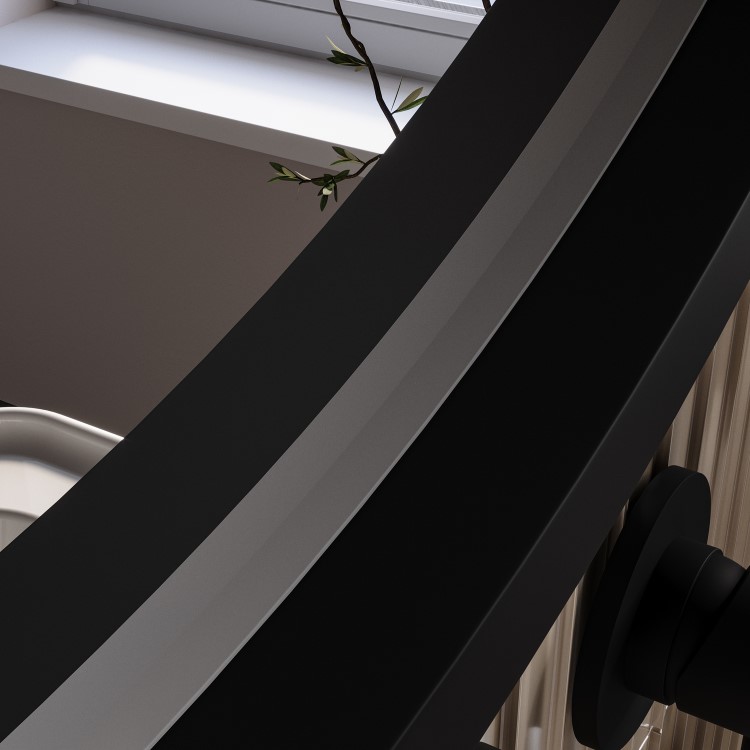 Round Black Heated Bathroom Mirror with Lights 800mm - Nyx