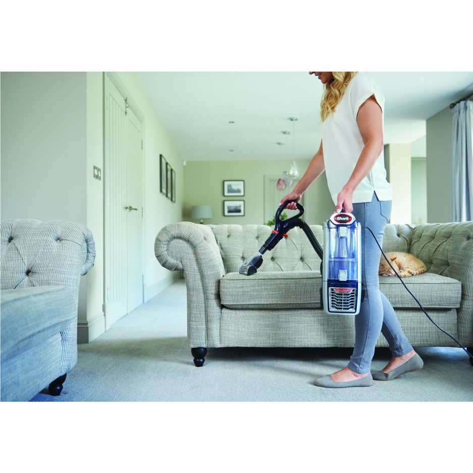 Shark NZ801UKT Anti Hair Wrap Allergy Duoclean Pet Upright Vacuum Cleaner Navy And Orange