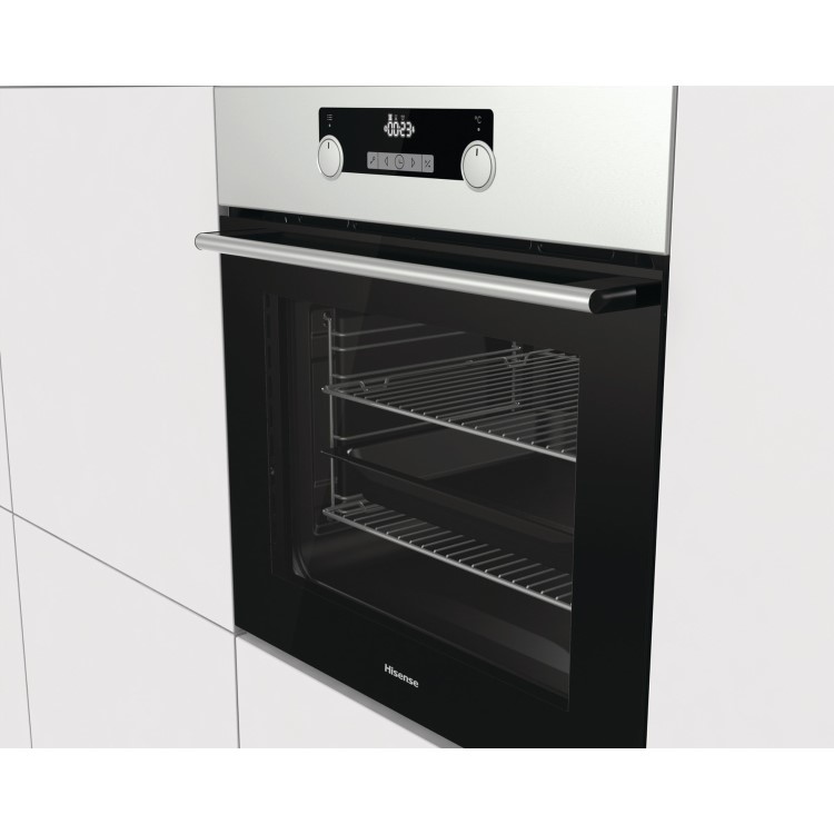 GRADE A2 - Hisense O521AXUK Electric Built-in Single Oven With Steam Cleaning - Stainless Steel