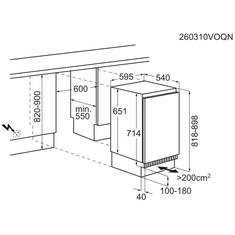 AEG 3000 Series 101 Litre 82cm Integrated Under Counter Freezer with Fixed Door Hinge