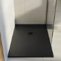 GRADE A1 - 1000x800mm Black Slate Effect Shower Tray with Grate - Sileti 